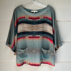 Erica Tanov Original Print Silk Blouse size 2